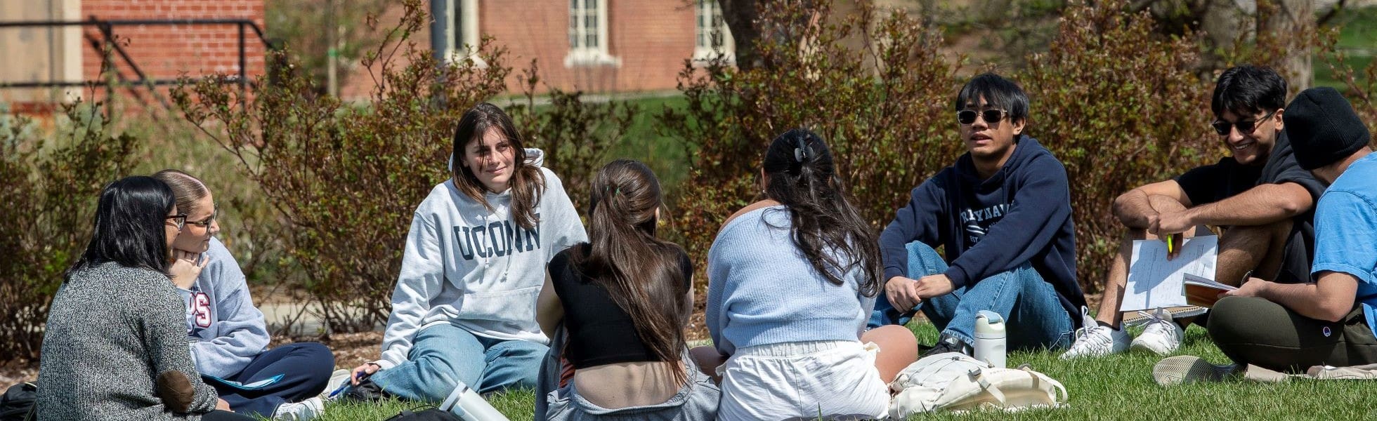 UConn students on the Student Union mall.