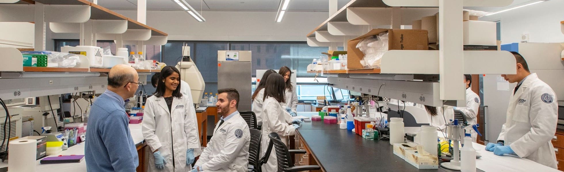 Pharmacy students in the lab.